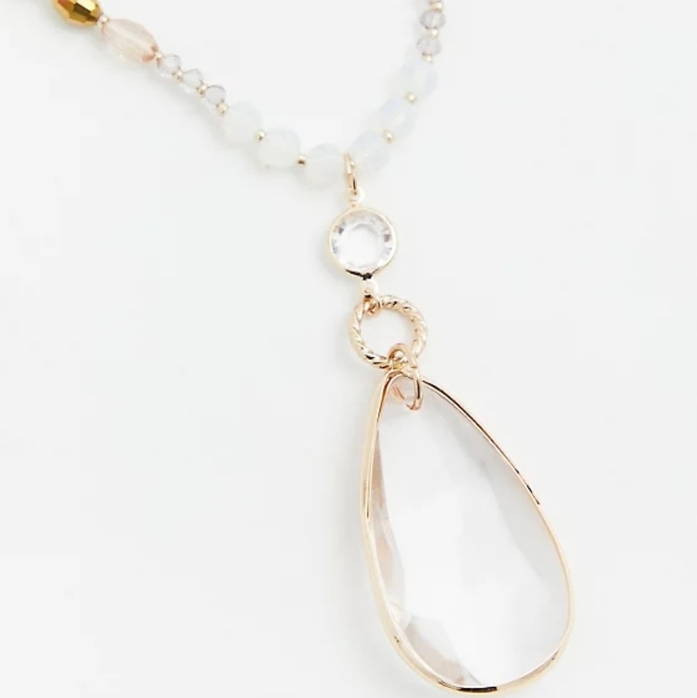 Torrid Beaded Clear Stone Pendant Necklace